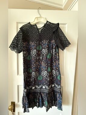 Sandro Royal Lions Zodiac lace-trimmed mini dress